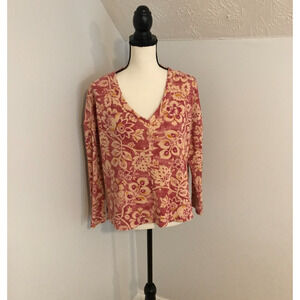 Anthropologie Pilcro Moira Floral Waffle Knit Thermal Top - Size Extra Small